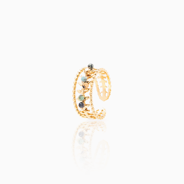 Anillo Trenza Piedra Gold