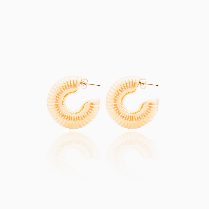 Pendientes Aros Gorditos Rayitas Gold 30mm Diametro